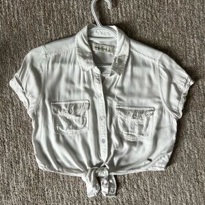 Abercrombie & fitch cropped tie front top size S
